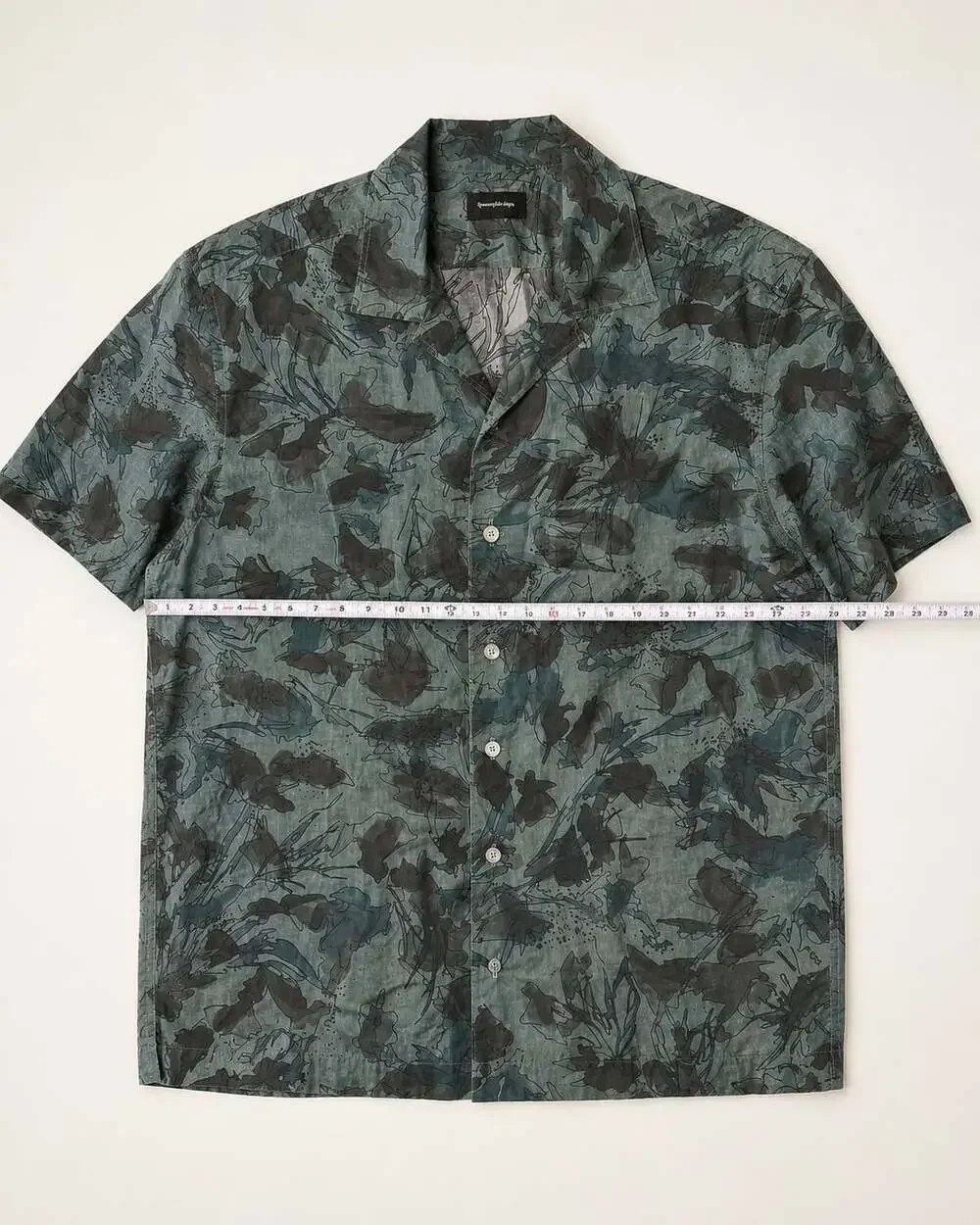 Ermenegildo Zegna Green Abstract Floral Print Short Sleeve Resort Shirt